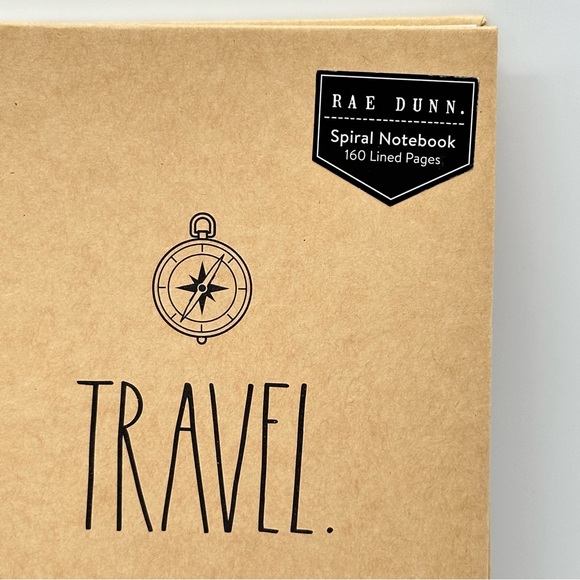 Rae Dunn TRAVEL Compass Spiral Notebook (Black/Kraft) - Picture 2 of 7